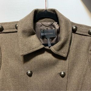 BCBGMax olive green military style coat size M.